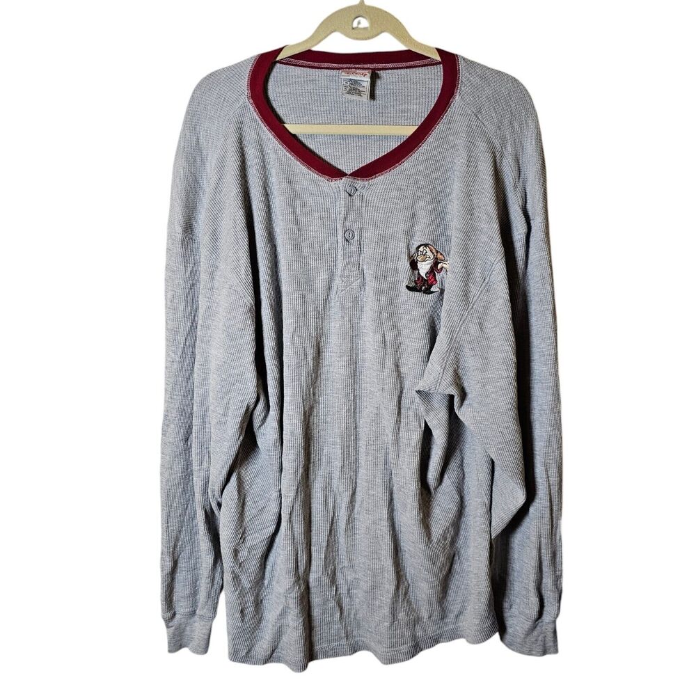 Disney Snow White Pajama Top Thermal Gray Long Sleeve Warm Cozy Button Comfy